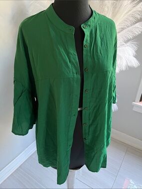 Emerald Green Button-Front Women's Jacket